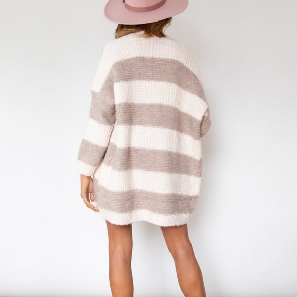 EBBY & I Wool blend Cosy Pastel Stripe Knit Cardi Winter Cardigan NWT - Picture 16 of 16